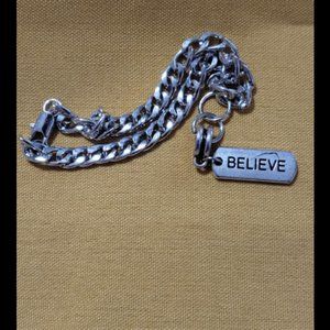 Silvertone "Believe" Charm Bracelet
